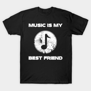 Music is my best friend logo white T-Shirt